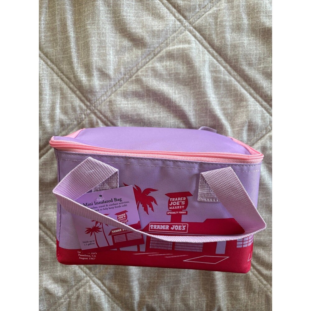 Trader Joe’s: Lavender/Pink Mini Insulated Tote Bag - NWT - Limited Edition